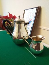 Juego de cafetera y jarra de leche Christofle plateada tetera vajilla Francia sin usar segunda mano  Embacar hacia Mexico