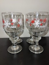 (4) Cálice de vidro vintage, Coca-Cola branco e vermelho flocos de neve, 7" de altura  comprar usado  Enviando para Brazil