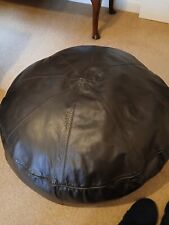 Brown leather pouffee for sale  FLEET