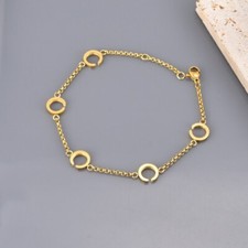 Usado, Pulseira feminina moda folheada a ouro 18K redonda rolo corrente antimanchas comprar usado  Enviando para Brazil