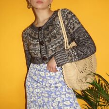 Brązowy retro dzianinowy kardigan w stylu cottage rozm. L na sprzedaż  PL
