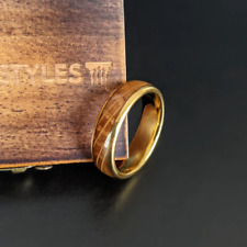 Usado, Anel de barril de uísque 6 mm aliança de casamento masculina anel de tungstênio com incrustação de madeira comprar usado  Enviando para Brazil