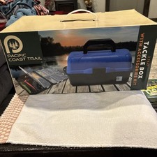 Caixa de equipamento de pesca 2 bandejas AZUL Pacific Coast Trail Beans ganchos chumbadas cabides comprar usado  Enviando para Brazil