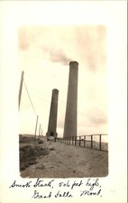 PILHAS DE FUMAÇA c1910 grandes quedas mt cartão postal foto real rppc história montana, usado comprar usado  Enviando para Brazil