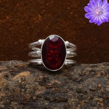 Anel de prata esterlina 925 com pedra preciosa granada feito à mão joia presente para namorados comprar usado Anel de prata esterlina 925 com pedra preciosa granada feito à mão joia presente para namorados comprar usado  Enviando para Brazil