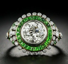 Usado, Anel de noivado feminino de prata estilo Halo simulado 2,70TCW peridoto e safira comprar usado  Enviando para Brazil