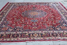 Tapete vintage usado feito à mão tradicional oriental de lã vermelho azul 389x291cm comprar usado  Enviando para Brazil