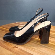 Marc Fisher Feminino Tamanho 10 M Onna Salto Grosso Slingback Preto Couro Patente comprar usado  Enviando para Brazil
