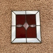 Painel de vitral vintage vermelho e branco geométrico janela suspensa comprar usado  Enviando para Brazil
