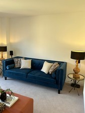 Blue velvet sofa for sale  AYLESBURY