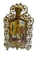 Usado, Lindo espelho antigo vitoriano ornamentado de latão e metal em pé/pendurado comprar usado  Enviando para Brazil