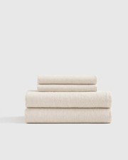 Conjunto de lençóis Marmelo 100% linho 4 peças em mini listras naturais/brancas. Tamanho King comprar usado  Enviando para Brazil