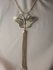  Pingente corpo borboleta vintage tom dourado azul strass com borla corrente 32" comprar usado  Enviando para Brazil