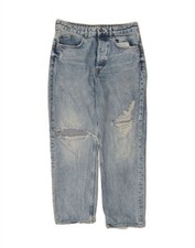 Jeans feminino ZARA cintura alta afunilado desgastado UE 42 grande W30 L27 azul MJ01 comprar usado  Enviando para Brazil