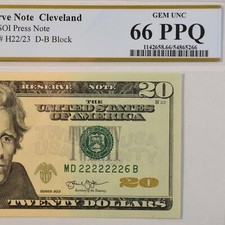 Nota de série extravagante de US$ 20 7 em uma fileira série quase sólida 2013 PCGS 66PPQ - MD222226B comprar usado  Enviando para Brazil