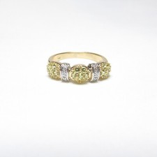 Anel aglomerado de ouro amarelo 14K com safira amarela natural e diamante 0,85 cts comprar usado  Enviando para Brazil