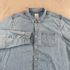 Camisa masculina Gap denim bolso XL leve índigo baixa elástica manga longa nova sem etiquetas $70 comprar usado  Enviando para Brazil