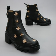 Botas de tornozelo bordadas Gucci femininas 42 (12) Chelsea preto ouro estrelas abelhas Itália comprar usado  Enviando para Brazil