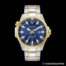 Bulova Marine Star relógio masculino quartzo mostrador azul calendário dois tons 43mm 98B384, usado comprar usado  Enviando para Brazil