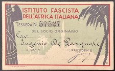 ISTITUTO COLONIALE F… TESSERA DI SOCIO ORDINARIO A.XX° 1942 1 BOLLINO ICF REGNO comprar usado  Enviando para Brazil
