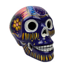 Arte mexicana cerâmica açúcar caveira luminária dia dos mortos esqueleto em relevo 6" comprar usado  Enviando para Brazil