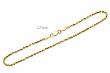 Colar de corrente de ouro amarelo 14k sólido corda 1,5 mm masculino feminino tamanho 16"-30" comprar usado  Enviando para Brazil