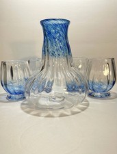 🌿 Garrafa Decantadora de Vidro Stover Soprada à Mão com 4 Copos Azul **ASSINADA** comprar usado  Enviando para Brazil