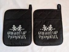 Usado, Conjunto de suporte de panela com bolsos adorável Blingy preto/prata pão de gengibre/corações novo sem etiquetas comprar usado  Enviando para Brazil