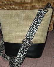 Straw bag leopard for sale  CHELMSFORD