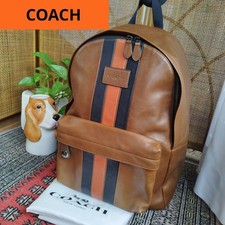Mochila listrada de couro Coach, mochila, trava, 33x44x15cm, usado comprar usado  Enviando para Brazil