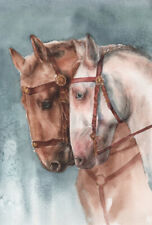 Obraz Akwarela „Konie” / Painting Watercolor "Horses" / Gemälde Aquarell „Pferde na sprzedaż  PL
