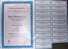 Original Euro Disneyland S.C.A. com cupons certificado de estoque da França não cancelado comprar usado  Enviando para Brazil