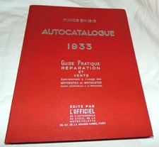 Autocatalogue 1933. guide d'occasion  France