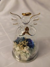 Estatuetas de anjo de vidro com flores preservadas e detalhes dourados comprar usado  Enviando para Brazil