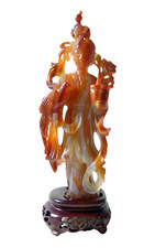VECCHIA STATUETTA STATUINA PIETRA DURA SCULTURA AGATA CINA CINESE VINTAGE GUANYN na sprzedaż  Wysyłka do Poland