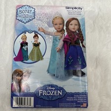 Vestido de boneca Simplicity S0747 Disney Frozen Anna Elsa 18" padrão comprar usado  Enviando para Brazil