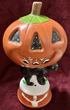 Lâmpada de cerâmica vintage Jack-O’-Lantern abóbora Halloween gato preto esqueleto! comprar usado  Enviando para Brazil