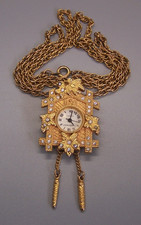 Usado, COLAR VINTAGE LINDENWOLD RELÓGIO CUCO BROCHE STRASS TOM OURO 28" comprar usado  Enviando para Brazil