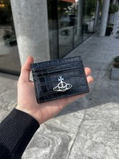 Usado, Carteira porta-cartão Vivienne Westwood couro preto masculina feminina com logotipo ORB de metal comprar usado  Enviando para Brazil
