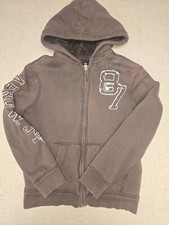Moletom com capuz masculino Aeropostale peso pesado zíper completo com forro de pele sintética tamanho pequeno comprar usado  Enviando para Brazil