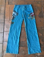 Calça lounge feminina vintage Y2K Ed Hardy tatuagem alargada XL strass comprar usado  Enviando para Brazil