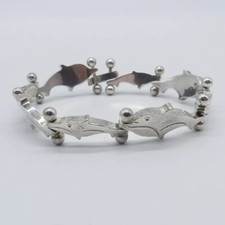Pulseira Dolphin Link tom prata náutico fofo ousado funky 7,25" comprar usado  Enviando para Brazil