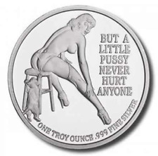 Medalhão redondo de prata fina Big Cats Are Dangerous But A Little Pussy 1 Oz 999 comprar usado  Enviando para Brazil