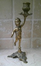 Brass cherub candlestick. for sale  SETTLE