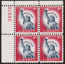 Usado, EUA EUA Sc# 1044A MNH FVF PLATE # BLOCO Estátua da Liberdade Untag comprar usado  Enviando para Brazil