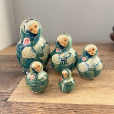 Conjunto de boneca russa Matryoshka 5 peças 3 polegadas menina loira com azul branco, usado comprar usado  Enviando para Brazil