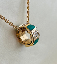 Colar BVLGARI SERPENTI VIPER ouro rosa 18K colar de diamante malaquita comprar usado  Enviando para Brazil