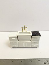 Armário de pia de cozinha para casa de bonecas escala 1:12 miniatura estilo fazenda comprar usado  Enviando para Brazil
