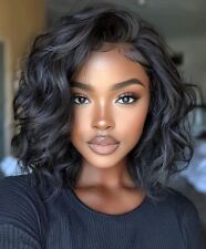 Peruca Bob 13x4 cabelo humano perucas frontais de renda para mulheres negras pré-arrancadas 180% de densidade comprar usado  Enviando para Brazil