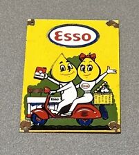 Placa de porcelana vintage esso scooter menino menina carro gasolina óleo automático comprar usado  Enviando para Brazil